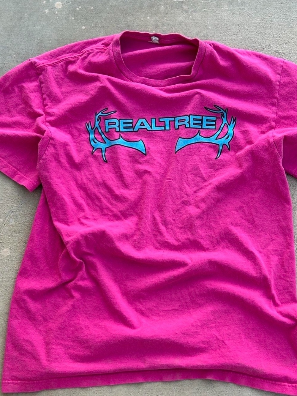 Realtree Bright Pink Tee with Blue Logo